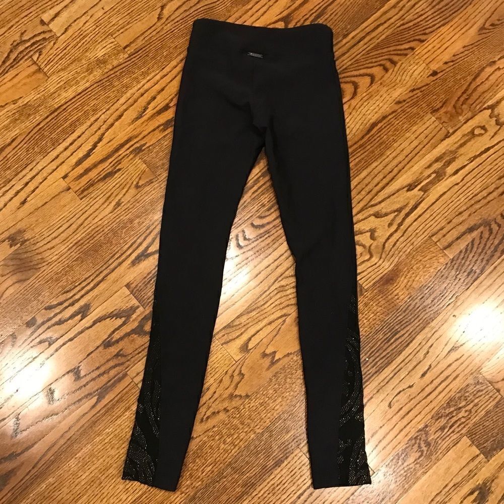 KORAL Black Gold Mesh Lace Sparkle Leggings XS